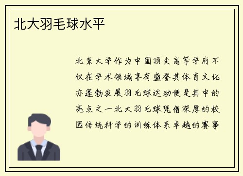 北大羽毛球水平